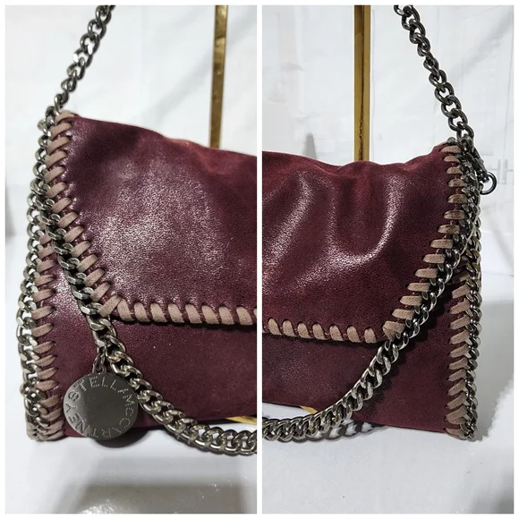 Stella McCartney Faux Leather Falabella Shoulder Bag Burgundy - Picture 11 of 14